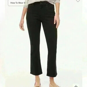 J.Crew Mid-Rise Flare Crop Black Jean in All-Day Stretch Size 27
